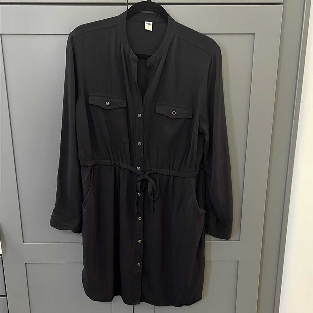Old Navy Black Long Sleeve Shirt Dress